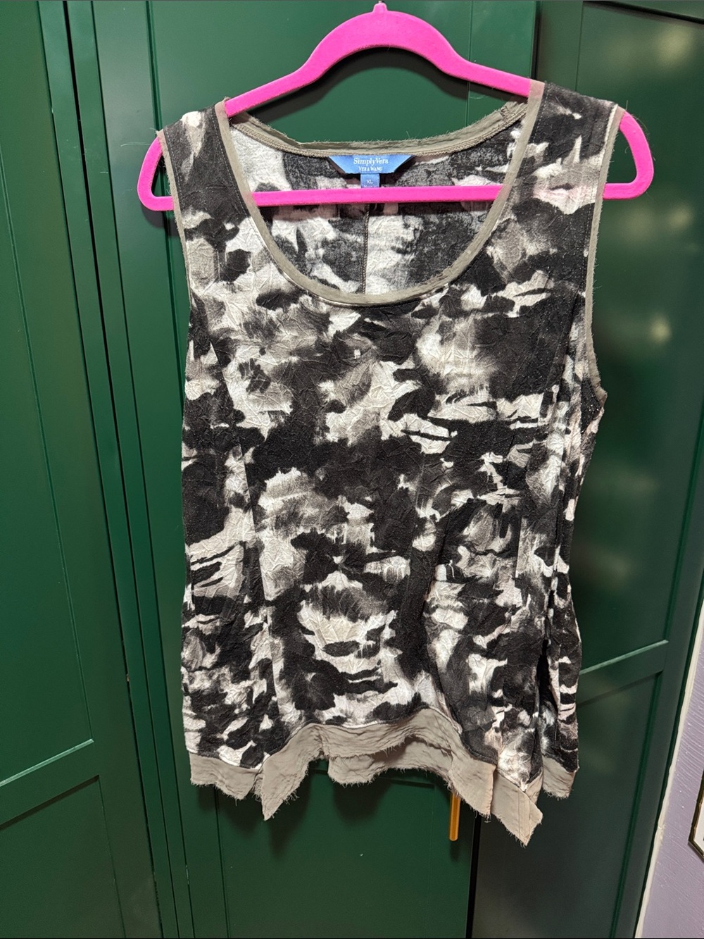Simply Vera Vera Wang Black and White Tie-Dye Scoop Neck Tank
